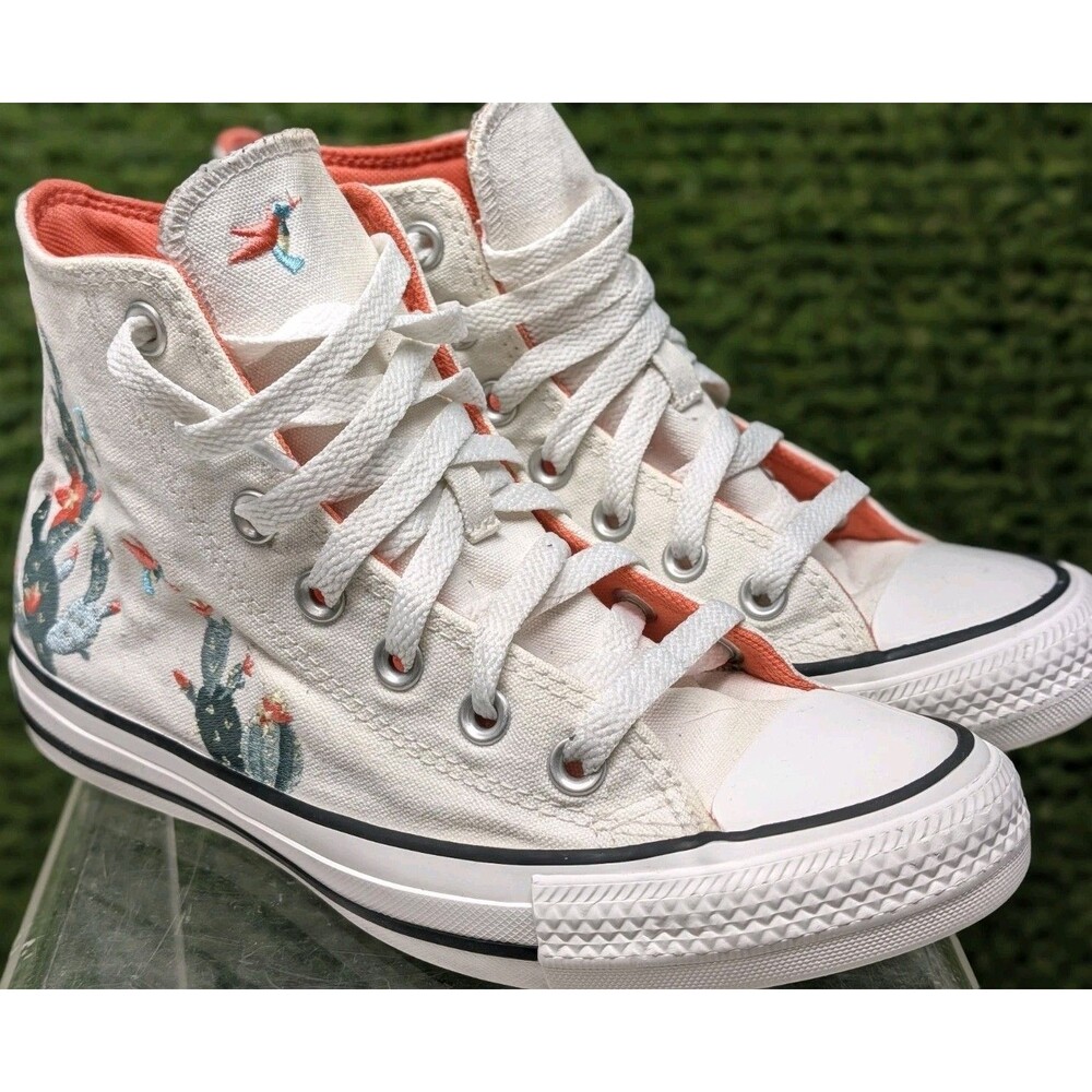 Converse Chuck Taylor All Star High Top Women 6.5 Embroidered Cactus Hummingbird